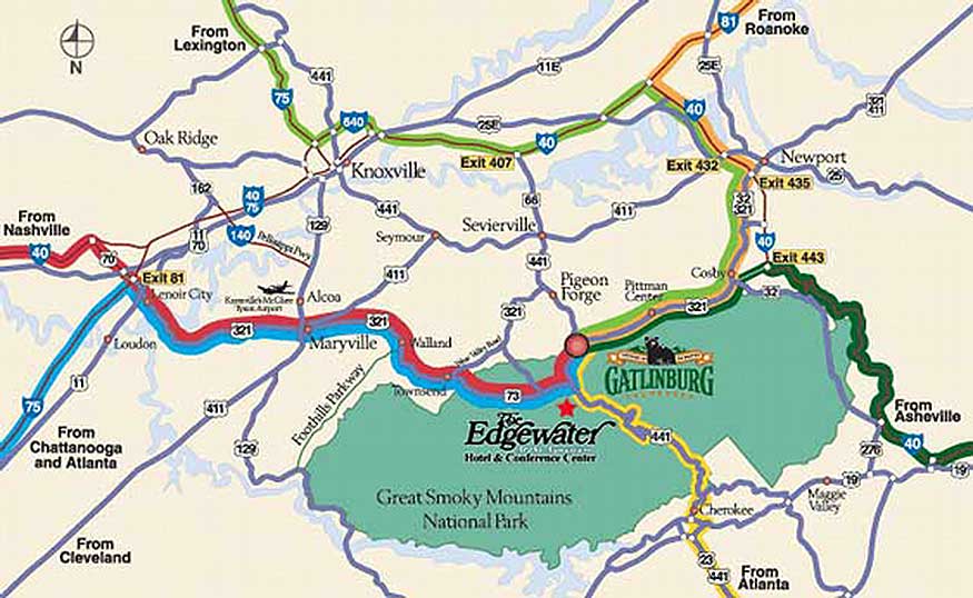 Directions to Gatlinburg, TN Edgewater Hotel & Conference Center