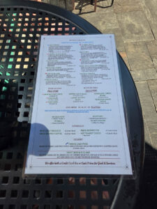 Tom and Earl's Back Alley Grill menu